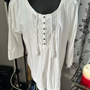 Ruff Hewn White Button-Front Blouse